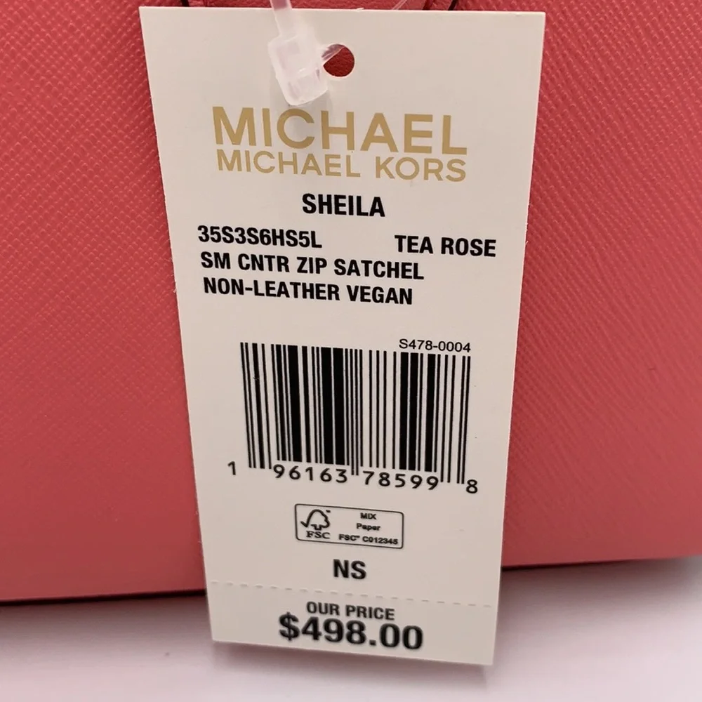 MICHAEL KORS SHEILA SMALL CENTER ZIP SATCHEL/ CROSSBODY TEA ROSE COLOR